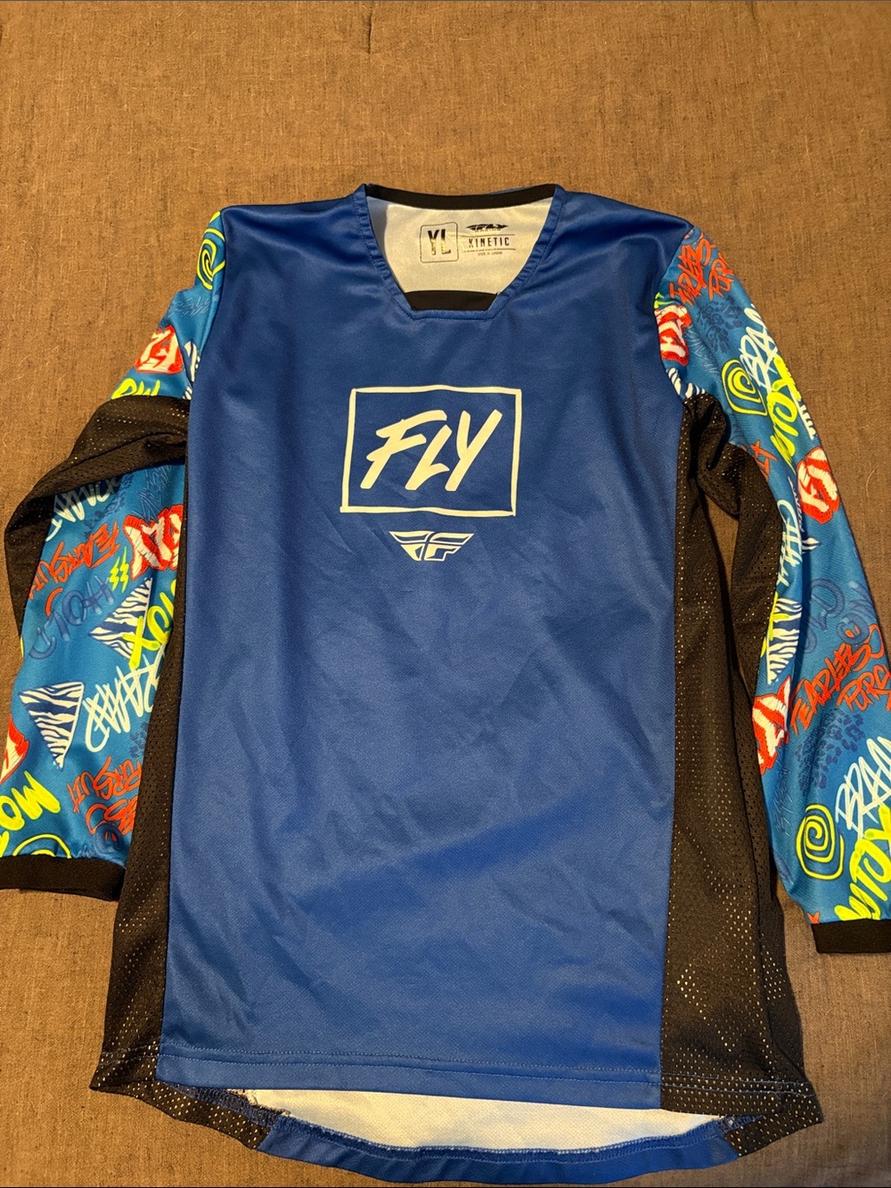 Fly Kinetic Motocross Jersey in Blue with Black Accents